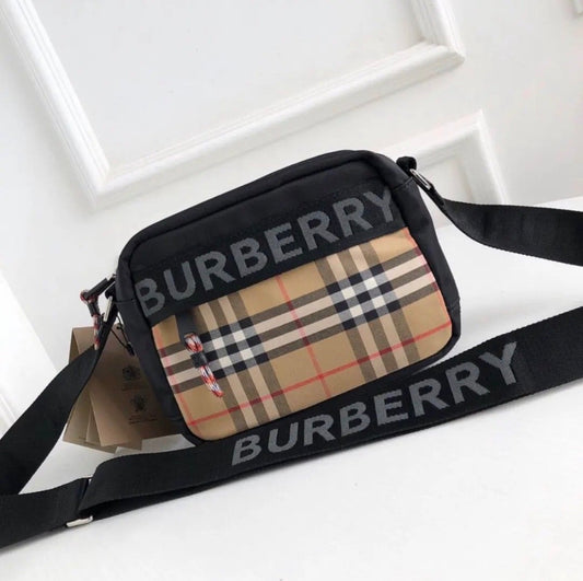 Sacoche Burberry bandoulière - Beige Check & Noir